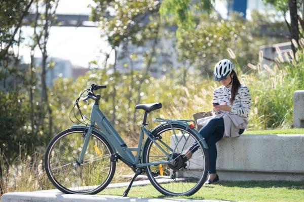 Woman with an e-bike